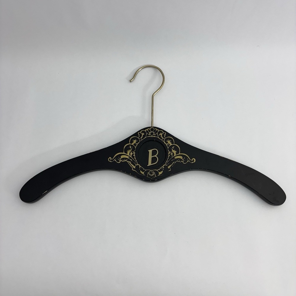 Vintage Wooden Clothes Hanger "B" Monogram Gold Painted